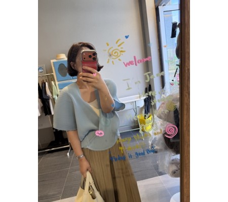 플리츠 볼륨 가디건